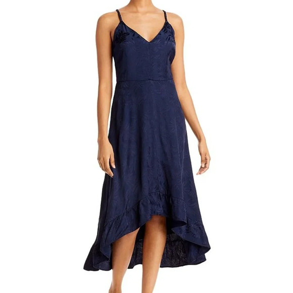 Sam Edelman Navy Blue V-Neck Sleeveless Braided Strap High Low Dress Size 0 - Picture 1 of 8
